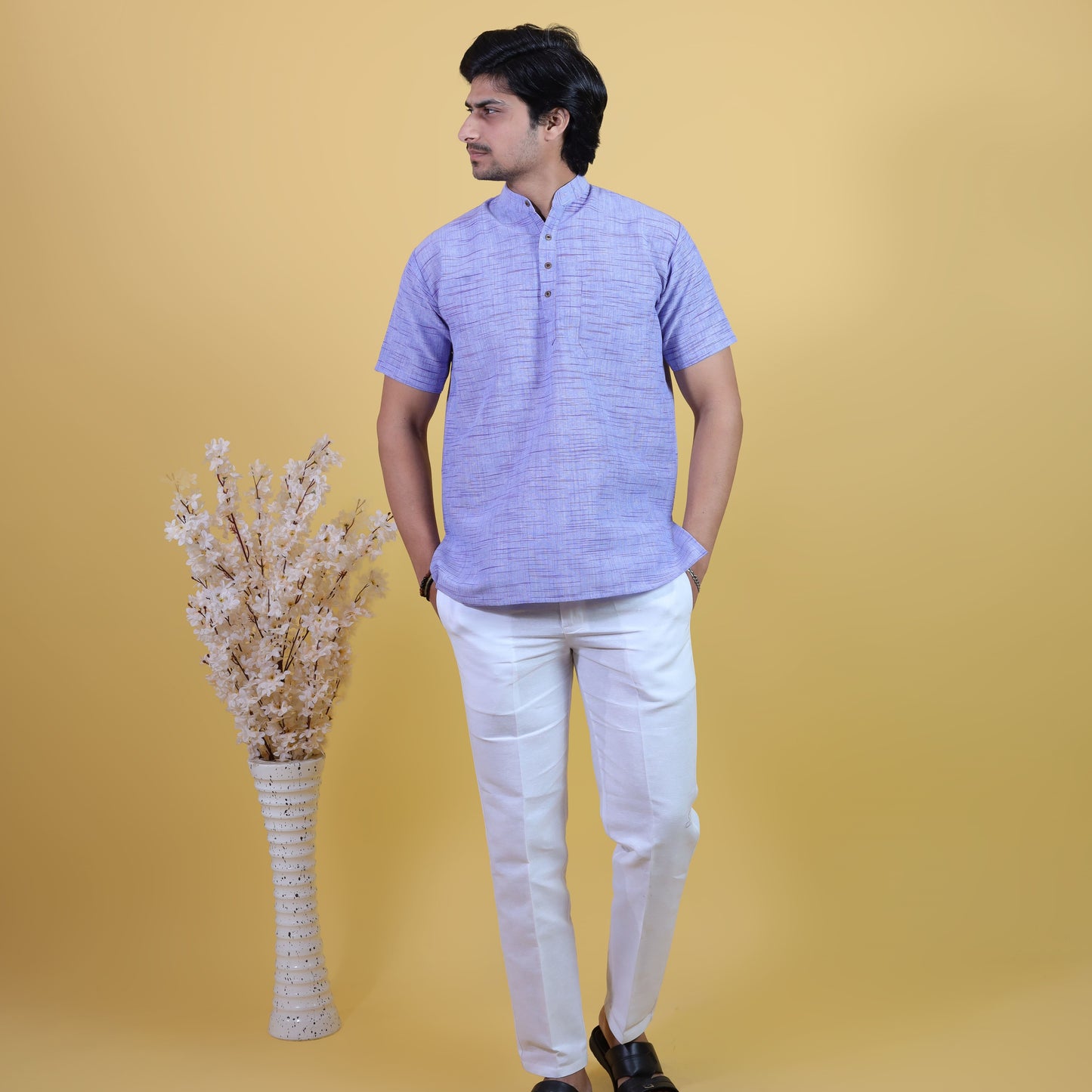 Combo Set Jharna Half Sleeves Short Kurta Pant-Blue
