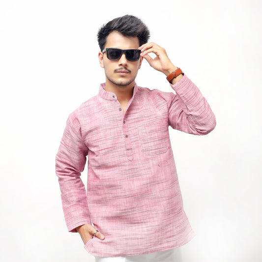 Light Jharna Full Sleeves Short Kurta-Pink