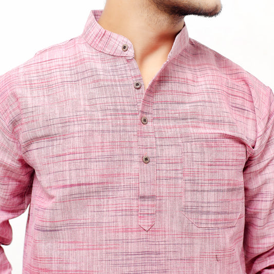 Light Jharna Full Sleeves Short Kurta-Pink