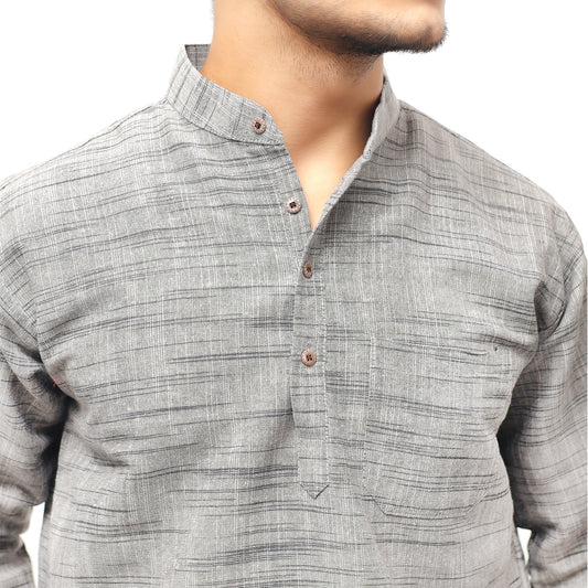 Light Jharna Full Sleeves Short Kurta-Gray