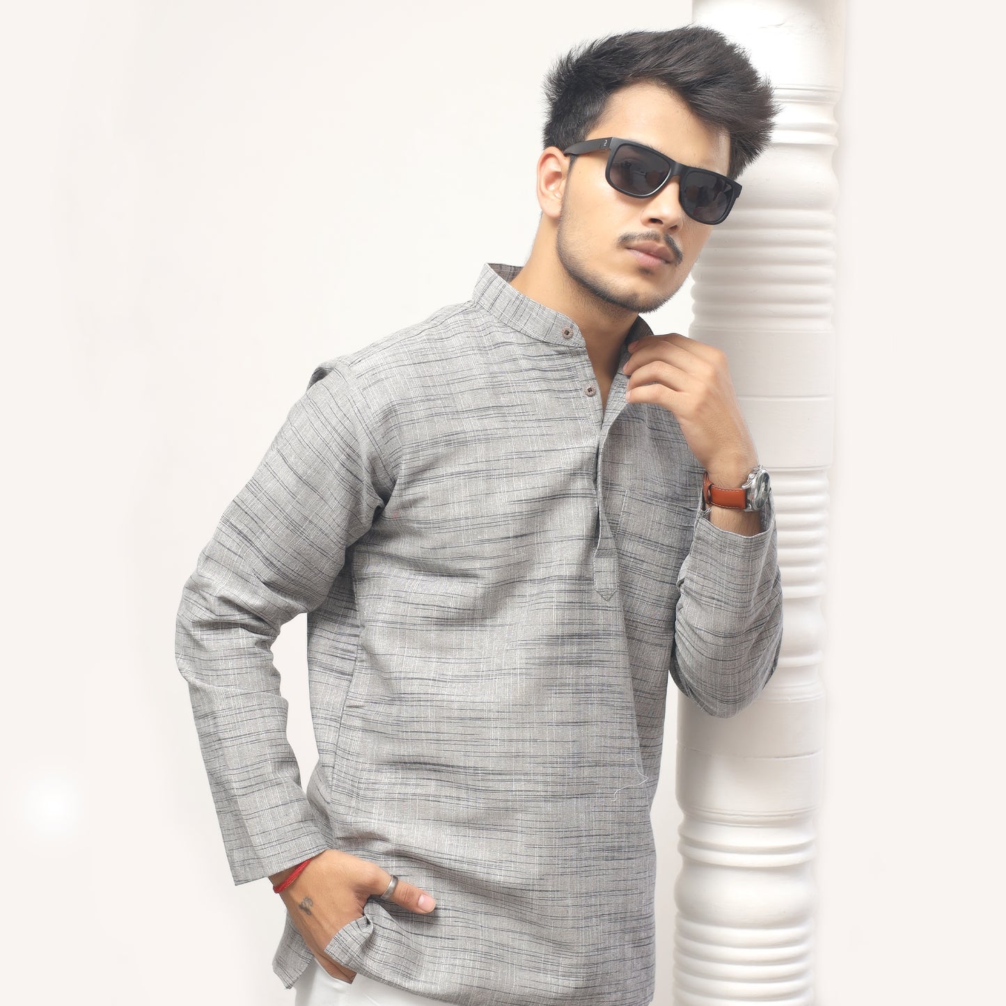 Combo Set Light Jharna Full Sleeves Kurta Pant-Gray