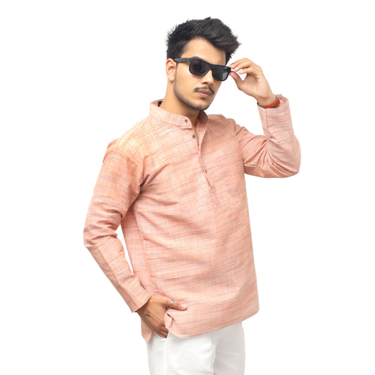 Light Jharna Full Sleeves Short Kurta-Orange