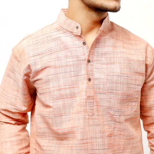 Light Jharna Full Sleeves Short Kurta-Orange