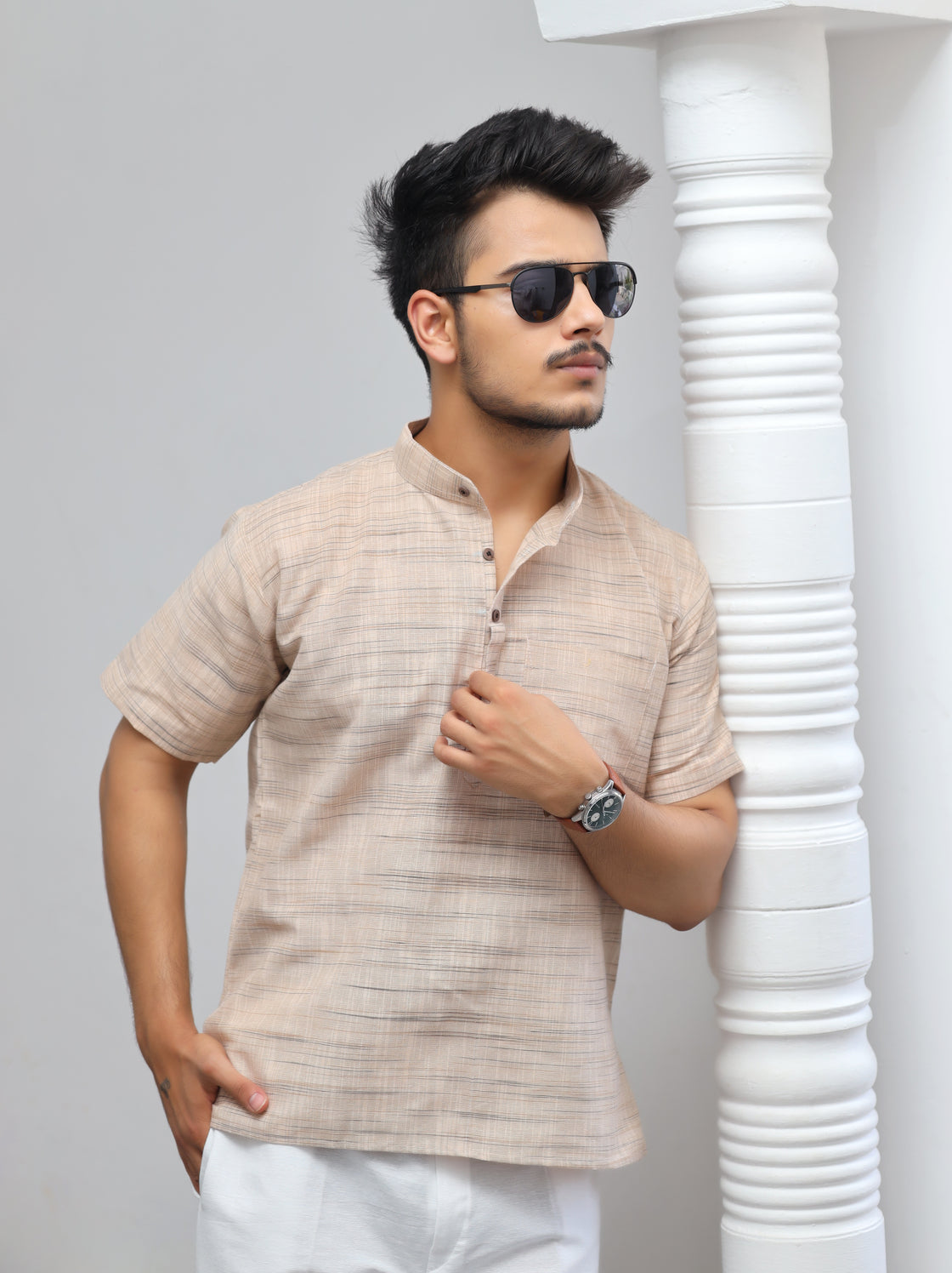 Men's Light Jharna Short Half Sleeves Kurta