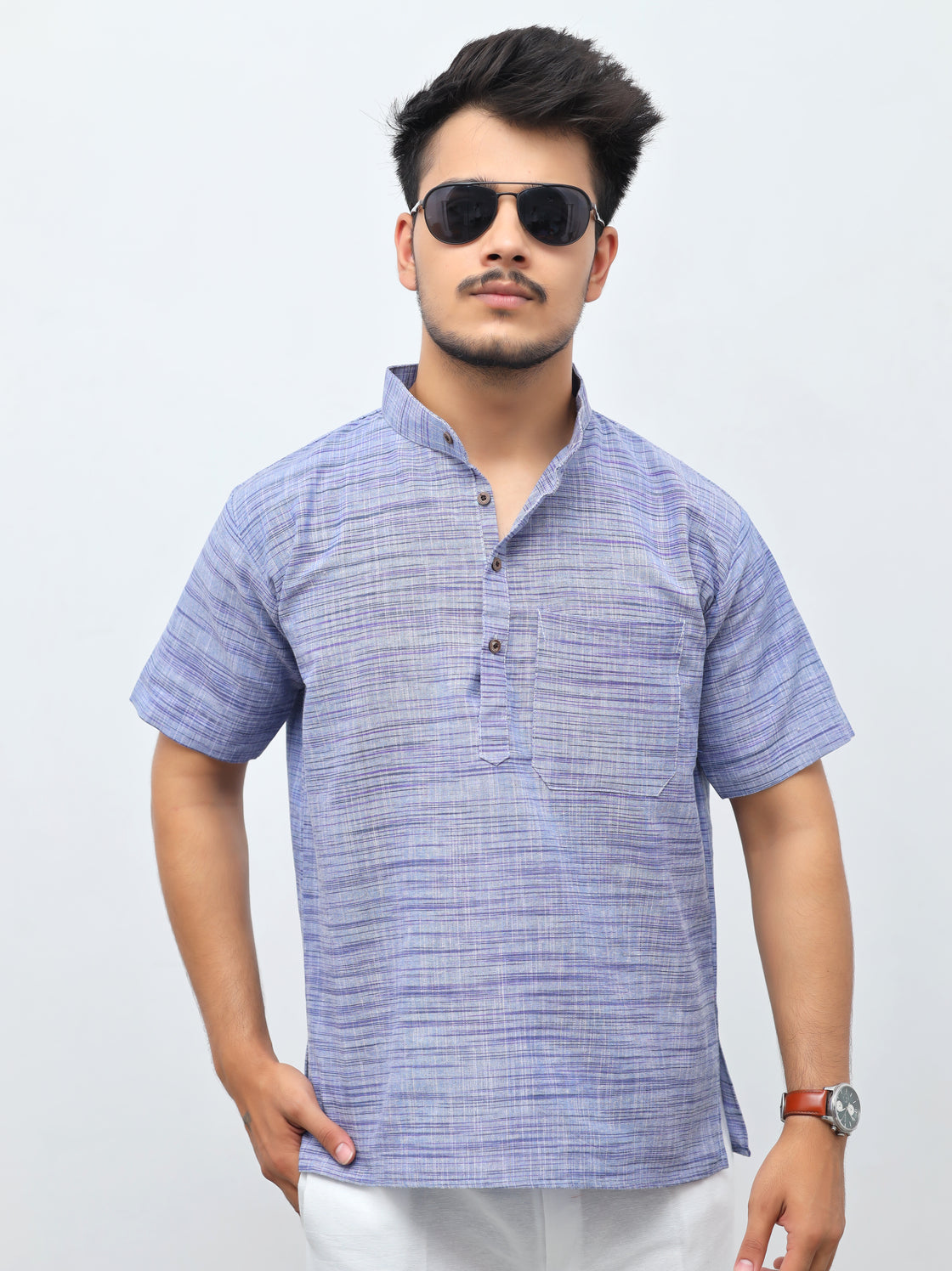 Men's Light Jharna Short Half Sleeves Kurta