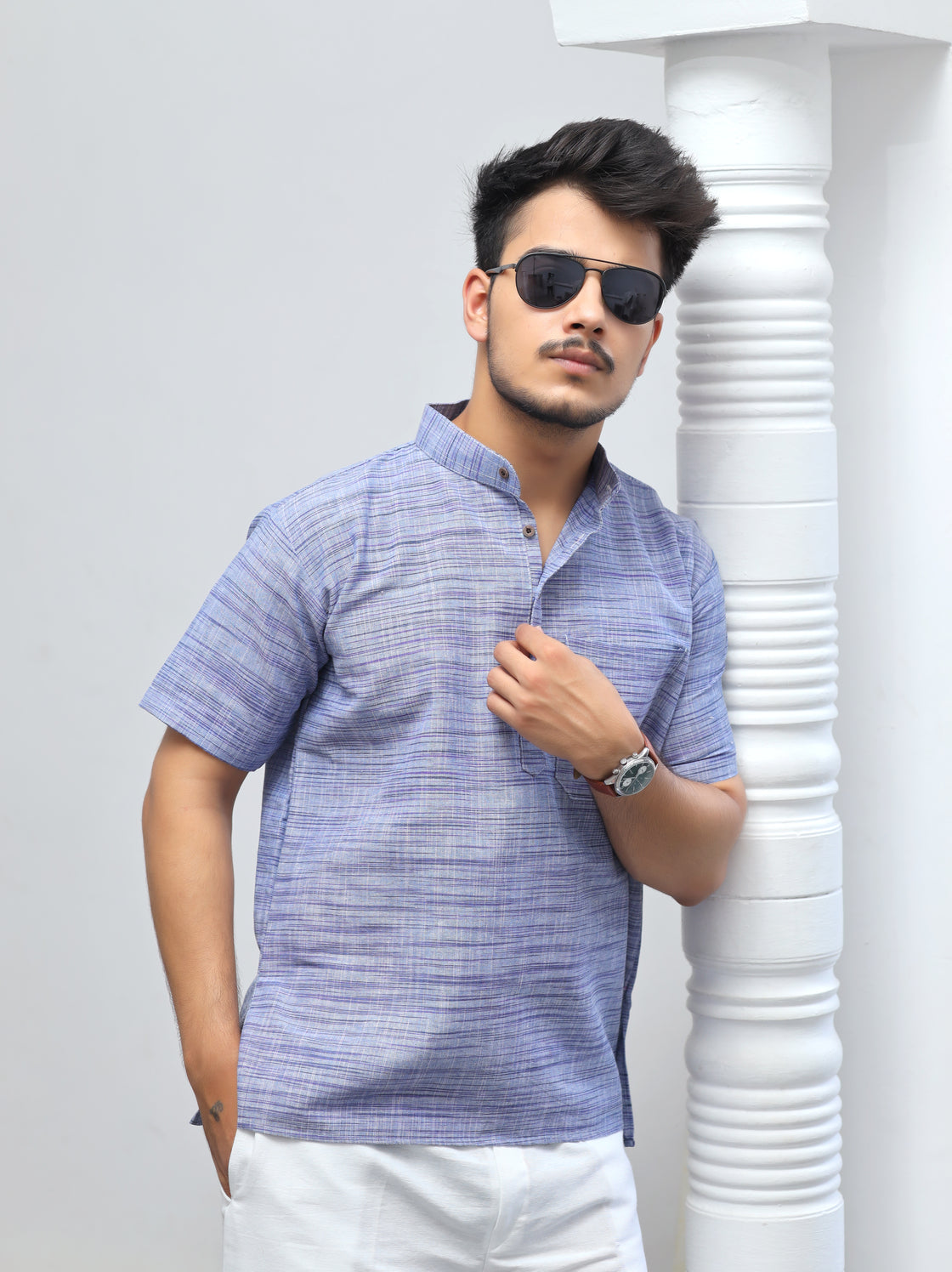 Men's Light Jharna Short Half Sleeves Kurta