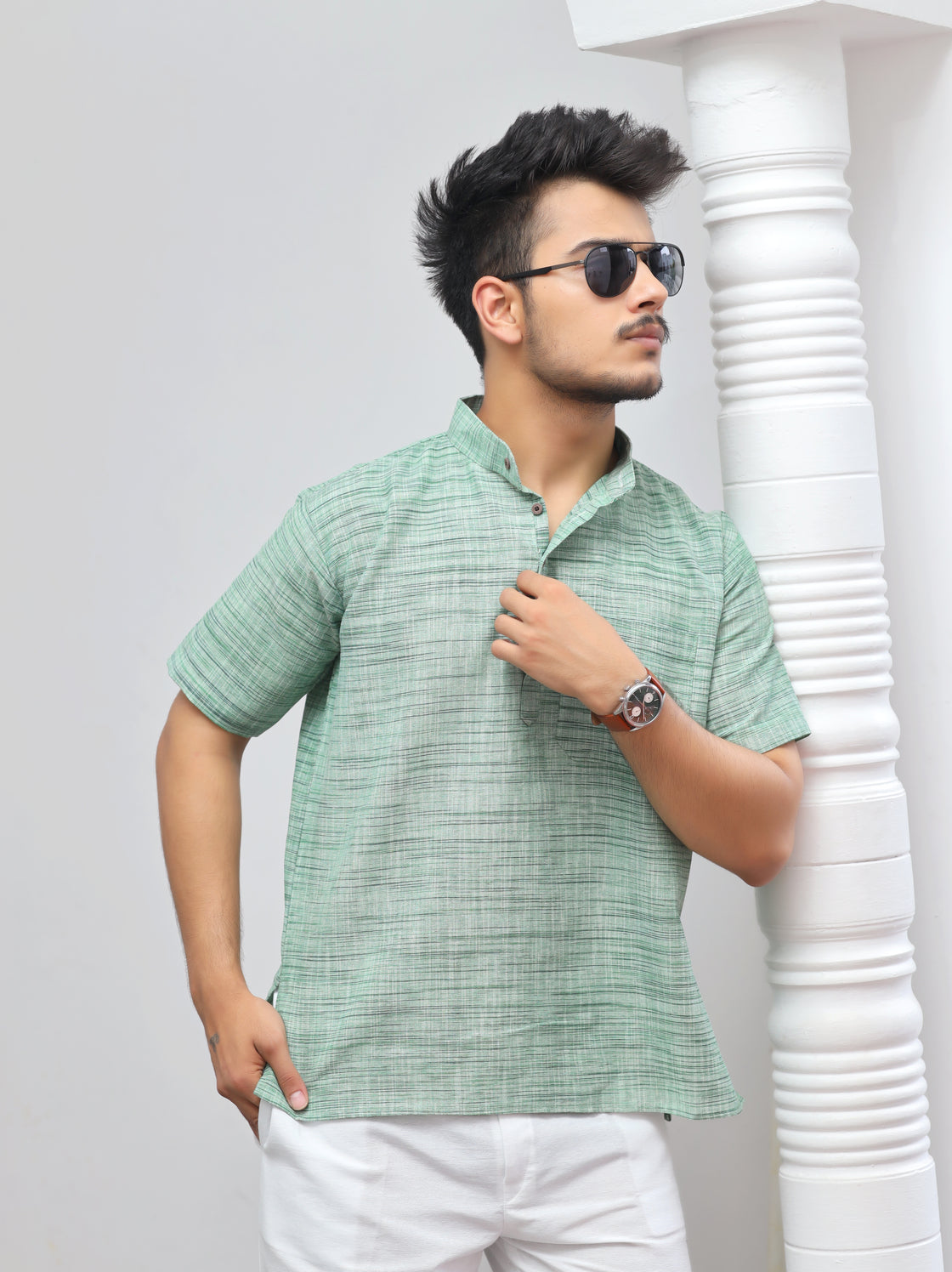 Men's Light Jharna Short Half Sleeves Kurta