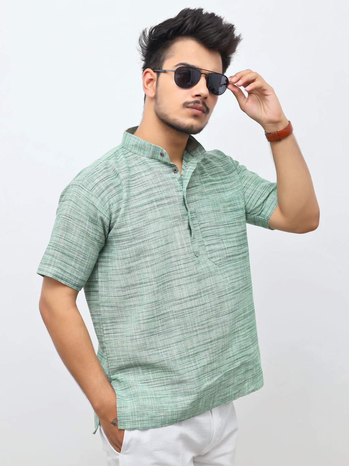 Men's Light Jharna Short Half Sleeves Kurta