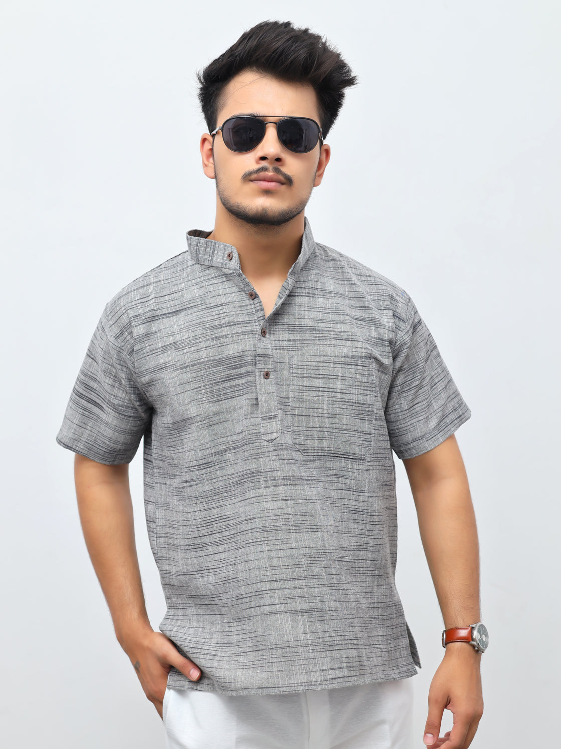 Men's Light Jharna Short Half Sleeves Kurta