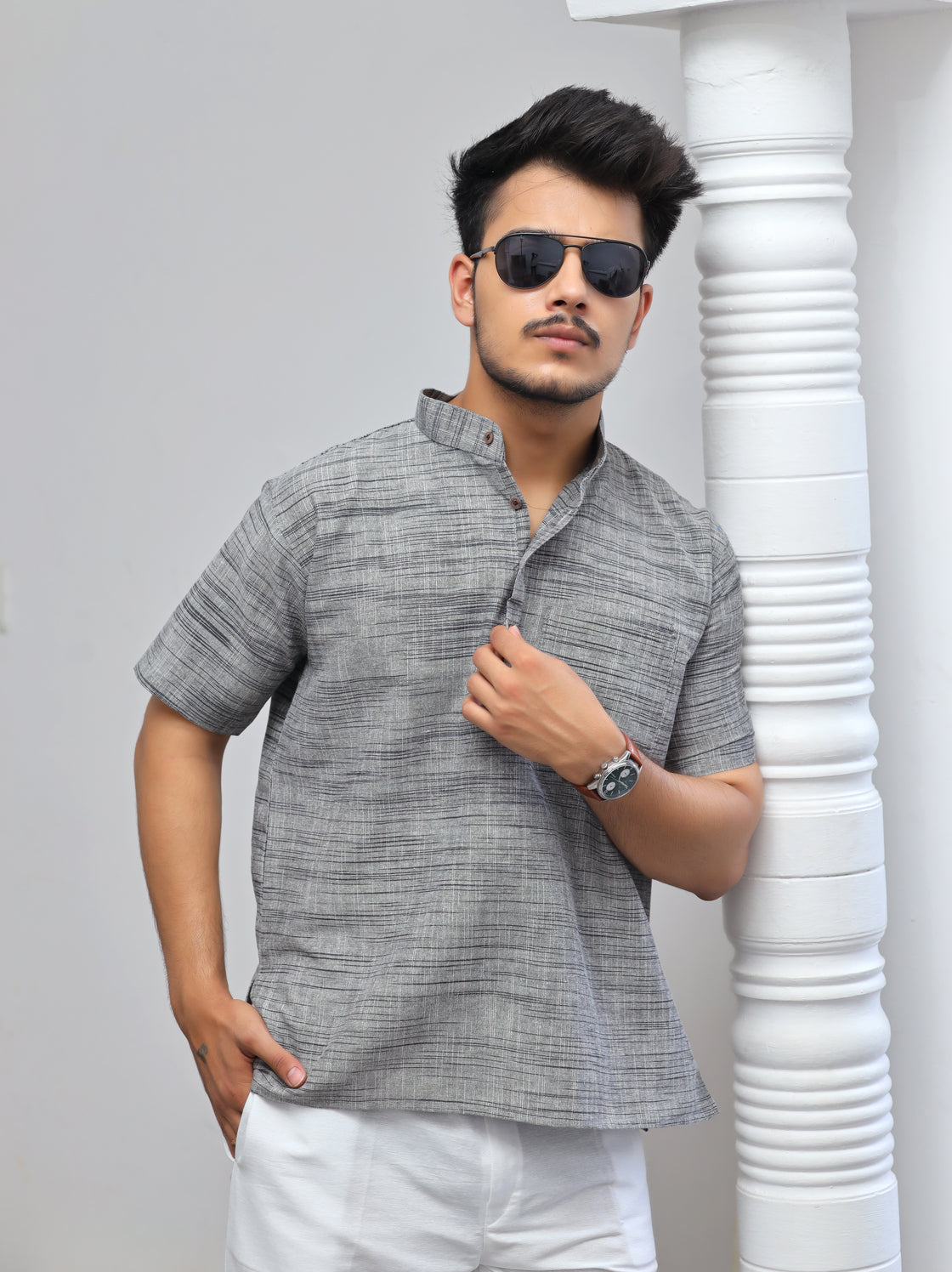 Men's Light Jharna Short Half Sleeves Kurta