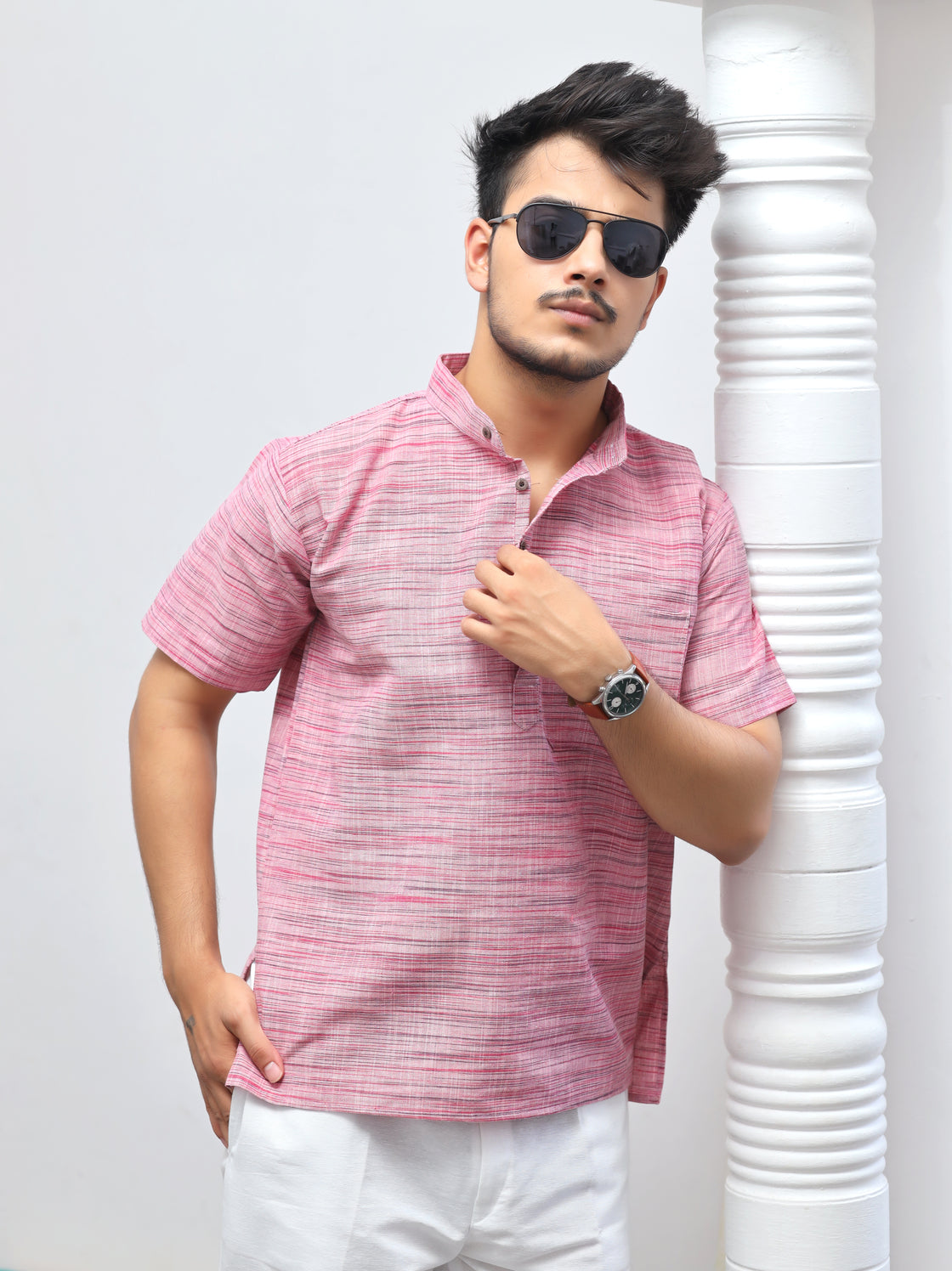 Men's Light Jharna Short Half Sleeves Kurta