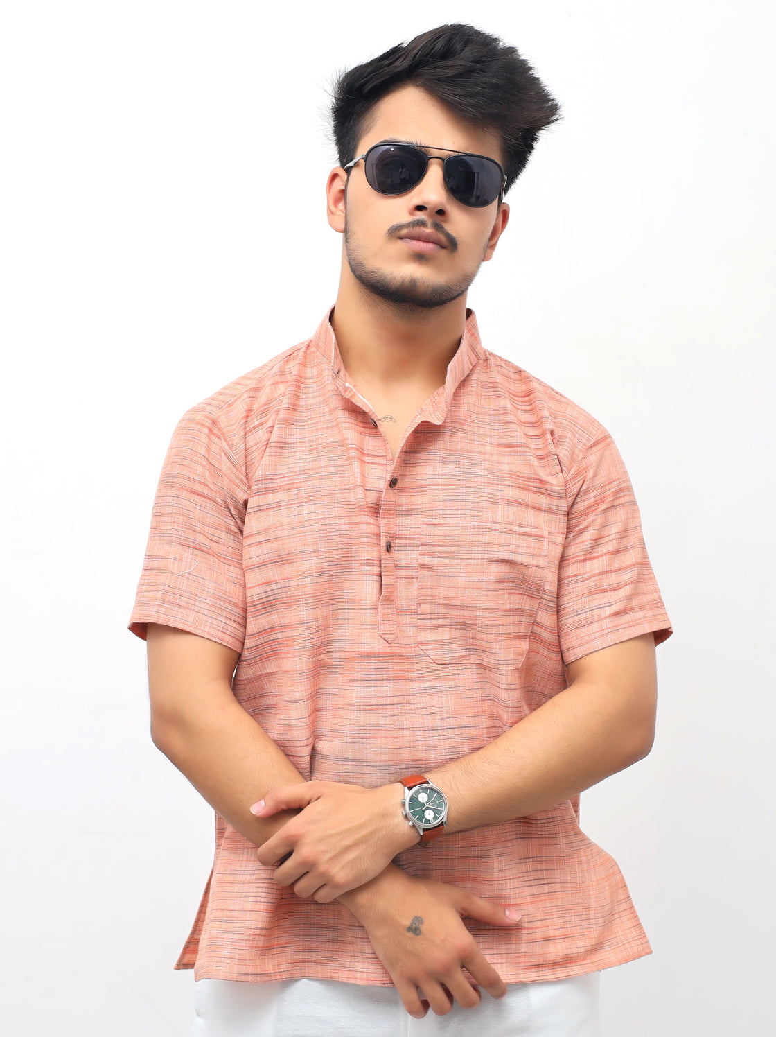 Men's Light Jharna Short Half Sleeves Kurta