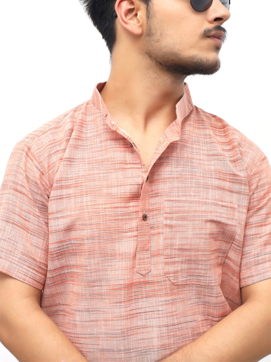 Light Jharna Half Sleeves Short Kurta-Orange