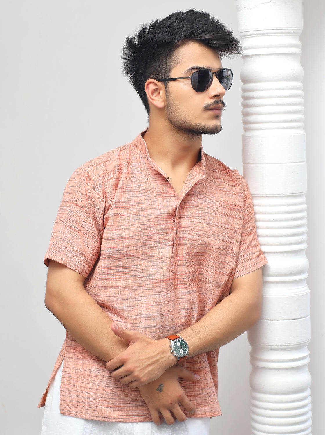 Men's Light Jharna Short Half Sleeves Kurta