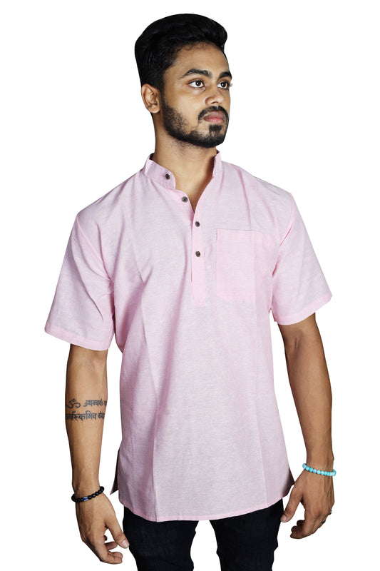 Men's Pure Khadi Plain Short Kurta