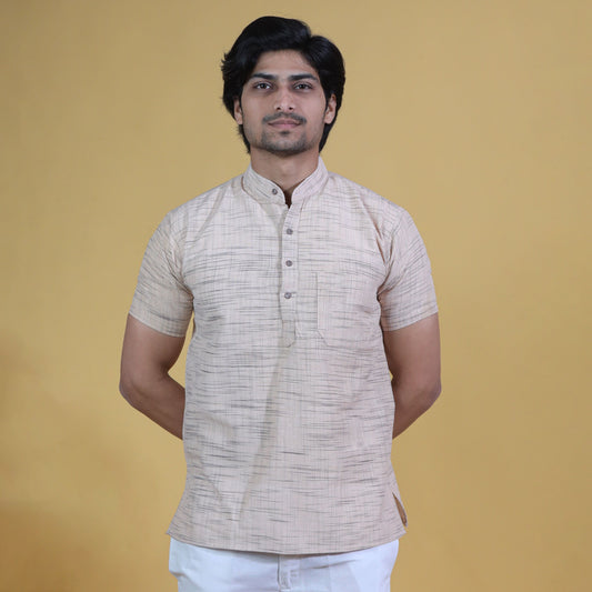 Combo Set Light Jharna Half Sleeves Short Kurta Pant-Beige