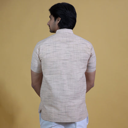 Combo Set Light Jharna Half Sleeves Short Kurta Pant-Beige