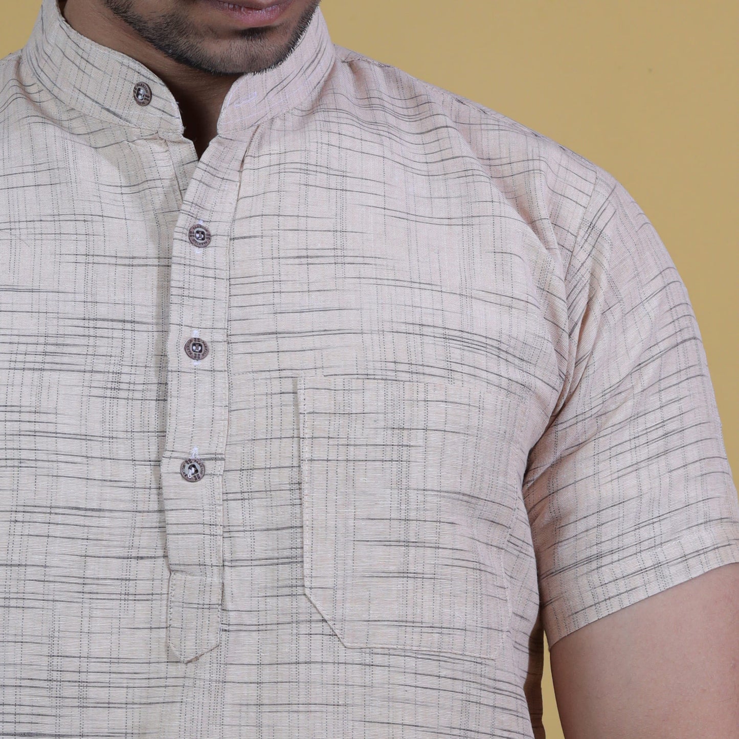 Combo Set Light Jharna Half Sleeves Short Kurta Pant-Beige