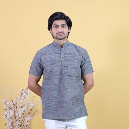Combo Set Light Jharna Half Sleeves Short Kurta Pant-Gray
