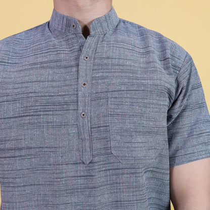 Combo Set Light Jharna Half Sleeves Short Kurta Pant-Gray