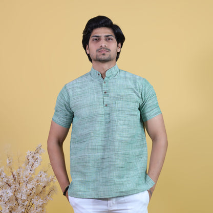 Combo Set Light Jharna Half Sleeves Short Kurta Pant-Green