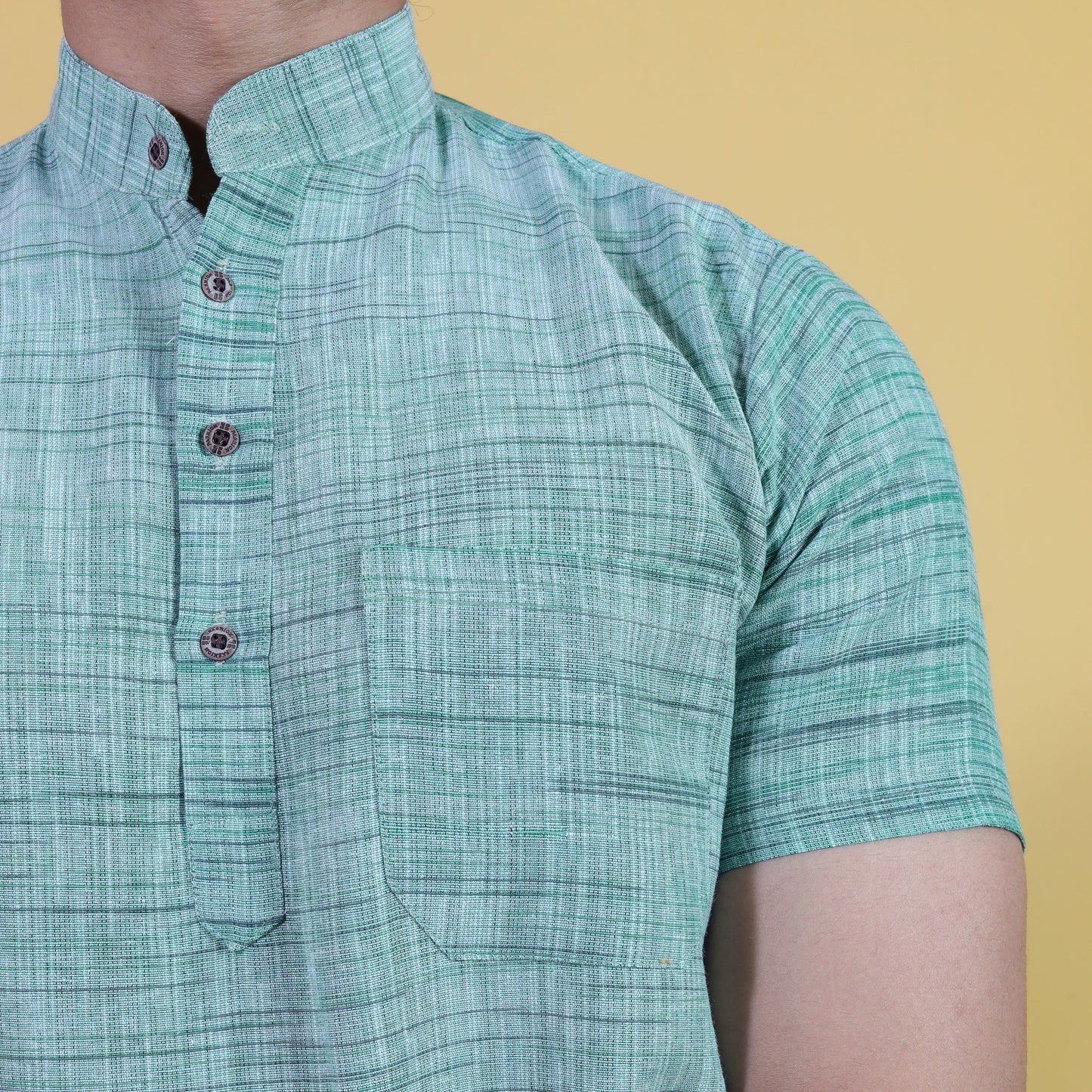 Combo Set Light Jharna Half Sleeves Short Kurta Pant-Green