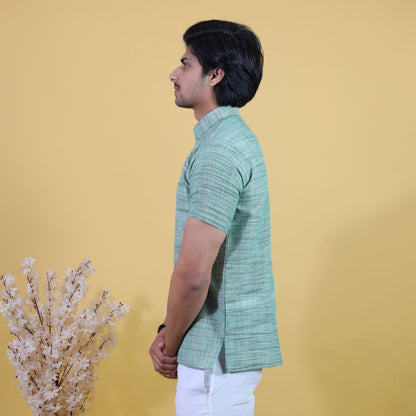 Combo Set Light Jharna Half Sleeves Short Kurta Pant-Green