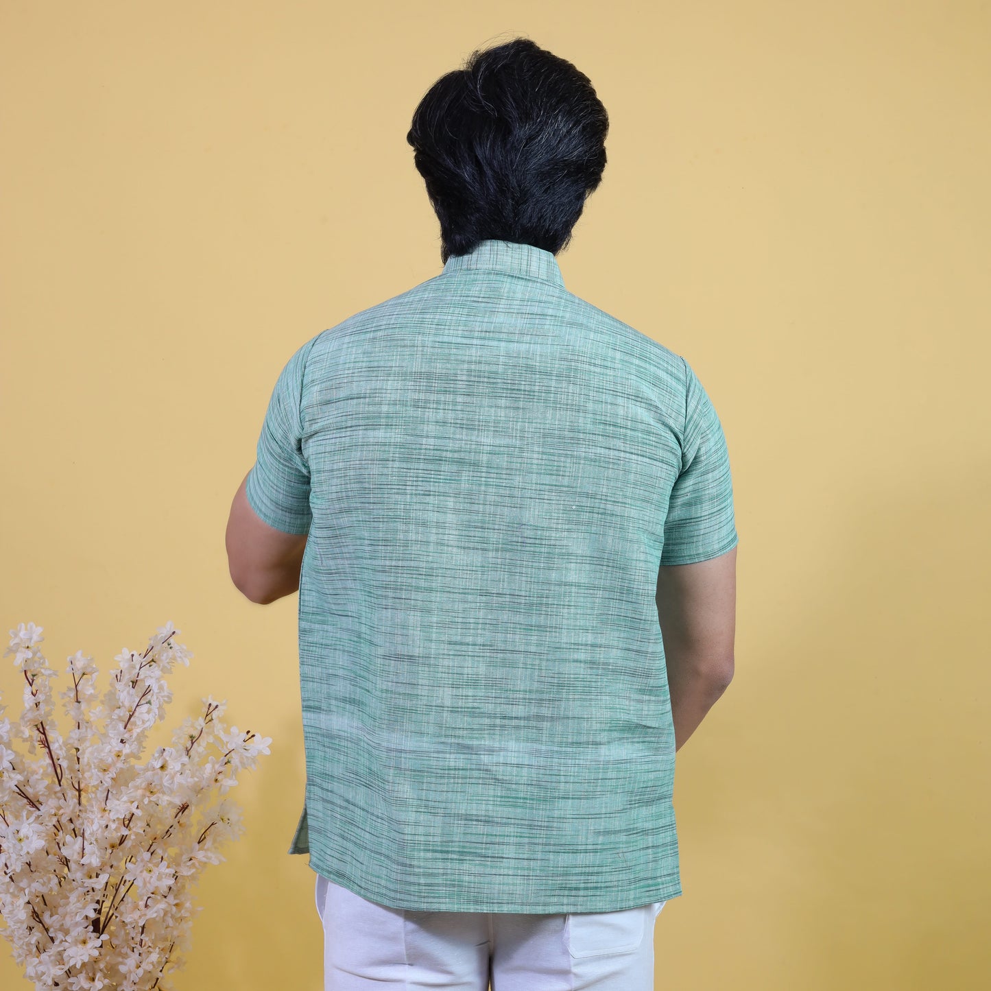 Combo Set Light Jharna Half Sleeves Short Kurta Pant-Green