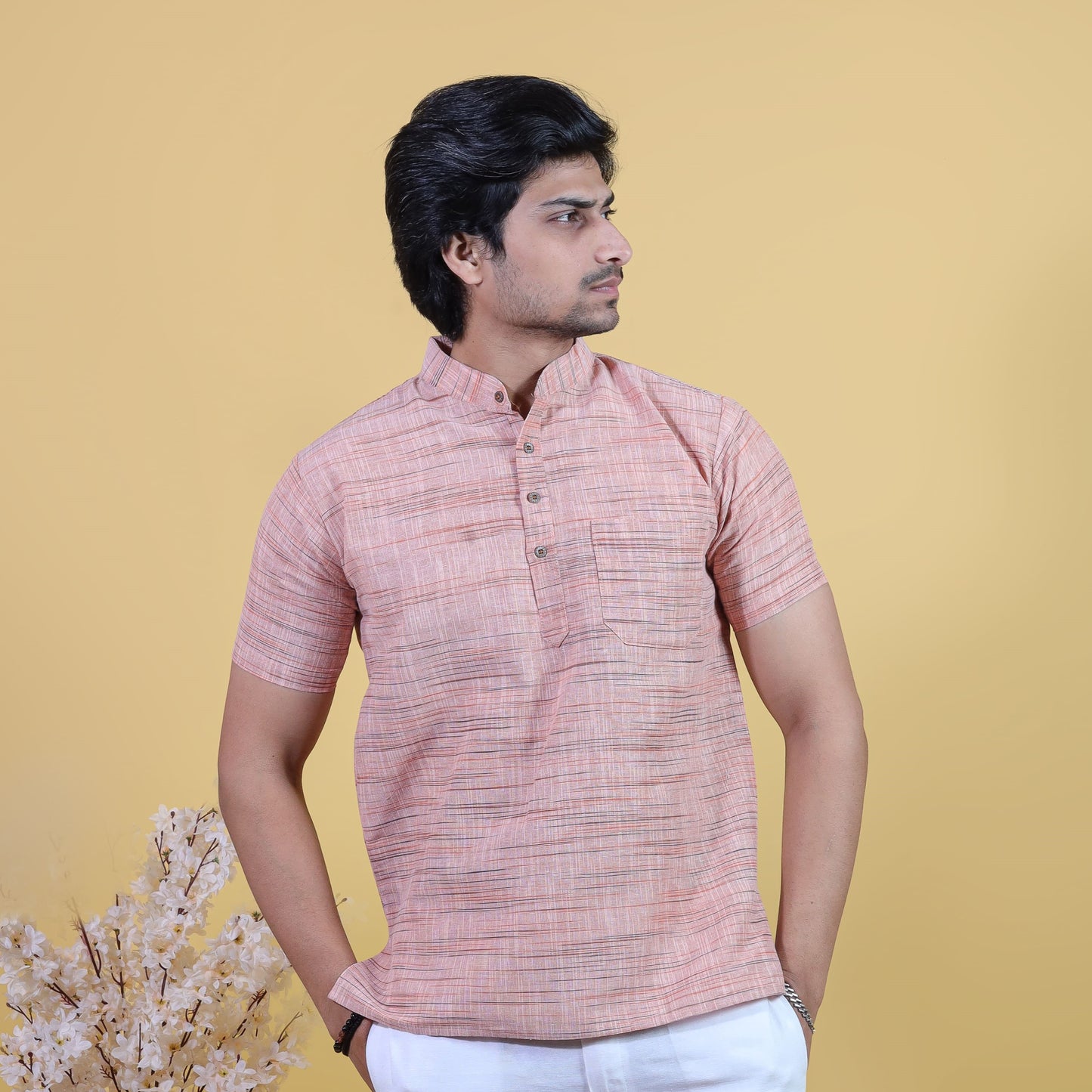 Combo Set Light Jharna Half Sleeves Short Kurta Pant-Orange