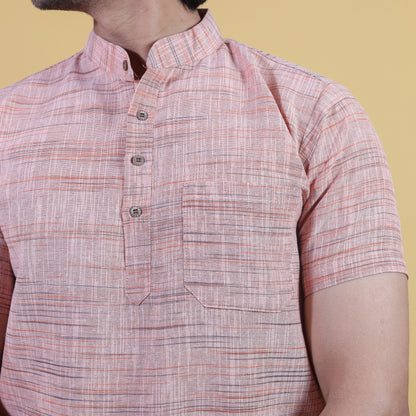 Combo Set Light Jharna Half Sleeves Short Kurta Pant-Orange