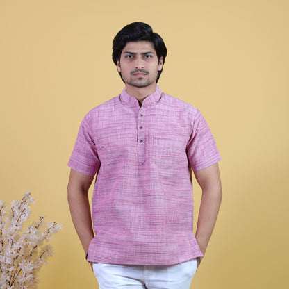 Combo Set Light Jharna Half Sleeves Short Kurta Pant-Pink