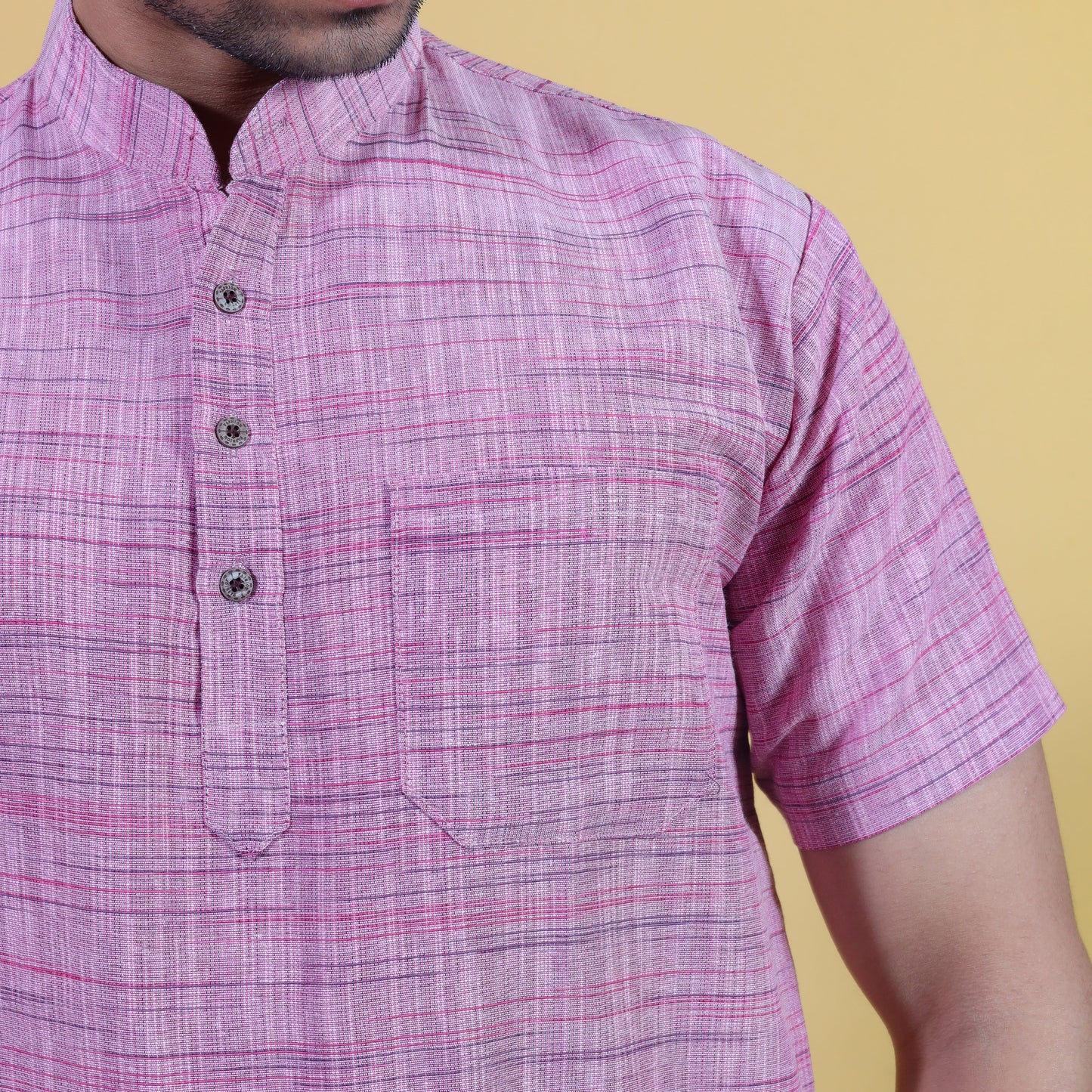 Combo Set Light Jharna Half Sleeves Short Kurta Pant-Pink