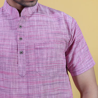 Combo Set Light Jharna Half Sleeves Short Kurta Pant-Pink