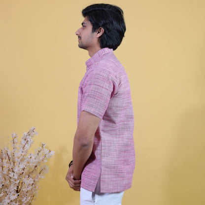 Combo Set Light Jharna Half Sleeves Short Kurta Pant-Pink