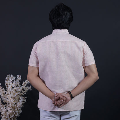 Combo Set Loomstripe Half Sleeves Short Kurta Pant-Light Orange