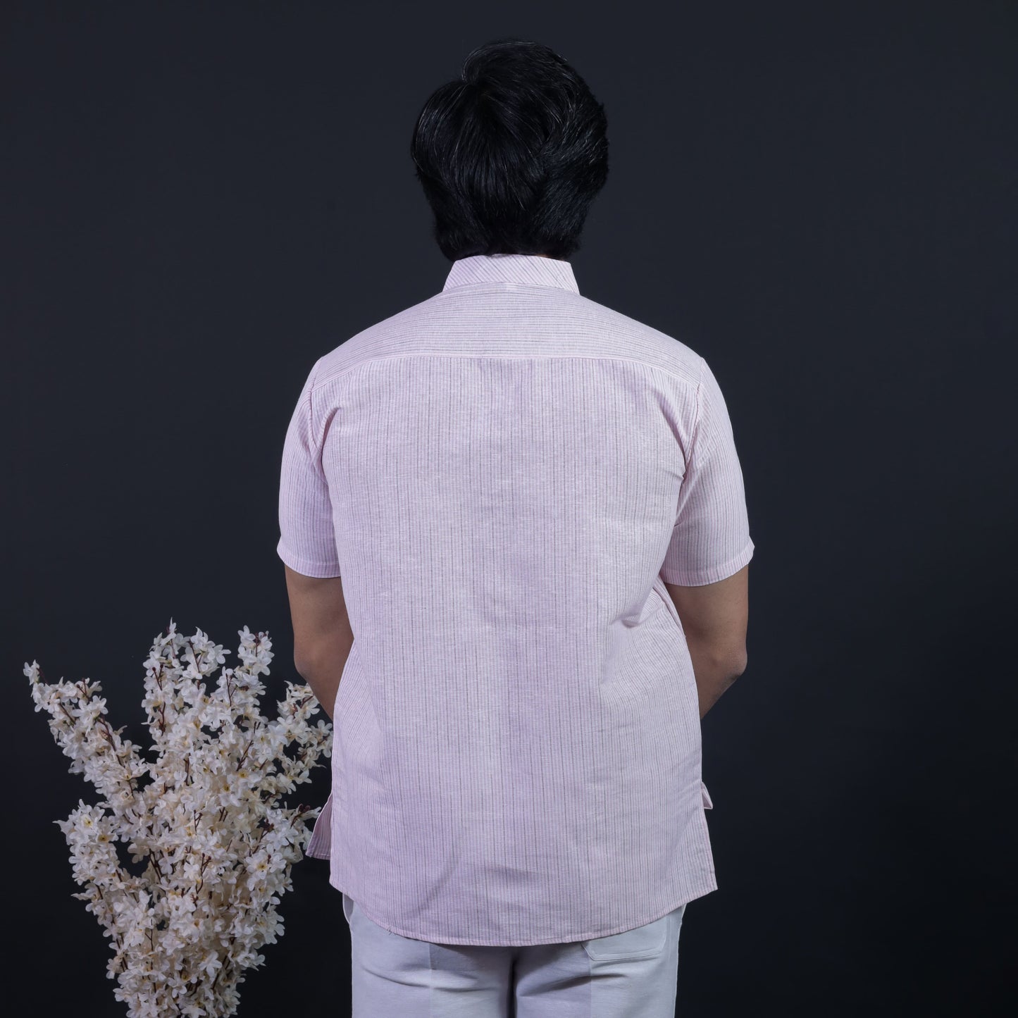 Combo Set Loomstripe Half Sleeves Short Kurta Pant-Pink