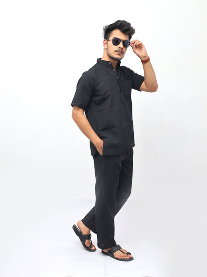 Co ord Set Half Sleeves-Black