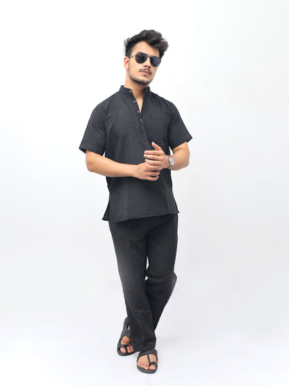 Co ord Set Half Sleeves-Black