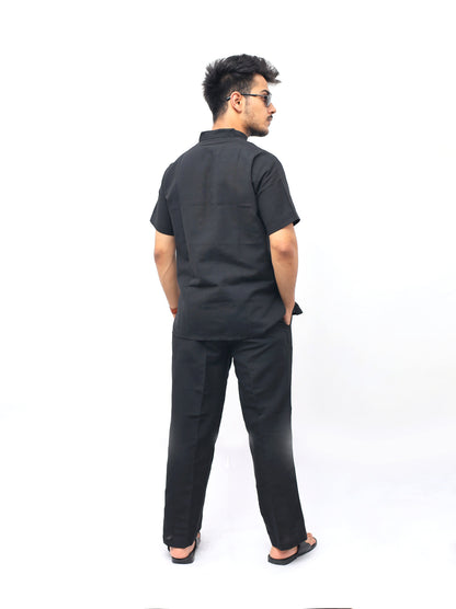 Co ord Set Half Sleeves-Black