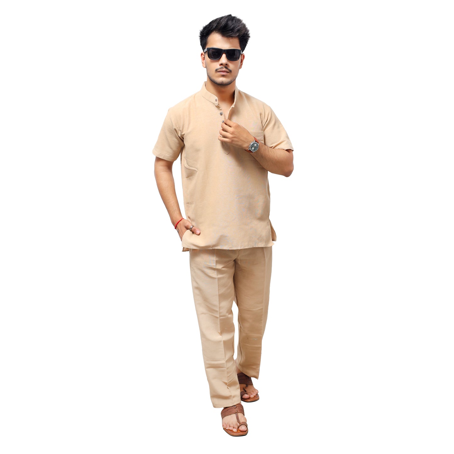 Co ord Set Half Sleeves-Beige