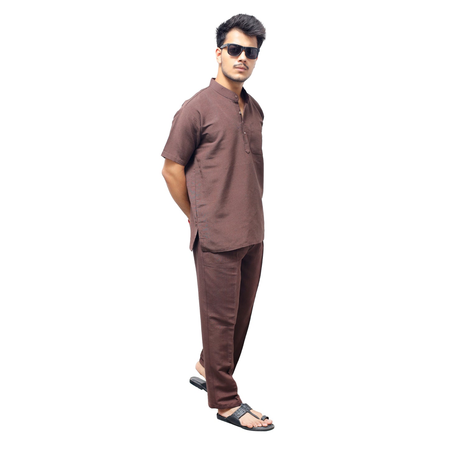 Co ord Set Half Sleeves-Brown