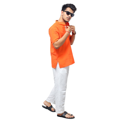 Co ord Set Half Sleeves-Orange