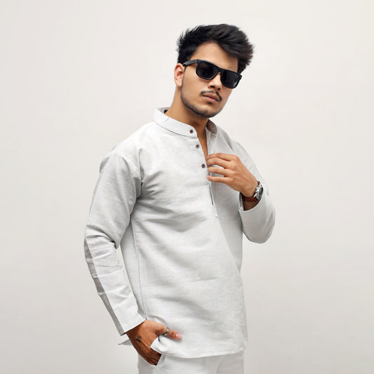 Softline Full Sleeves Short Kurta-Gray