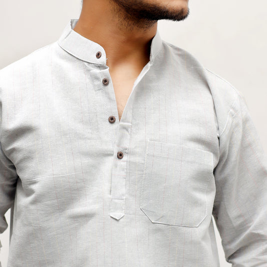 Softline Full Sleeves Short Kurta-Gray