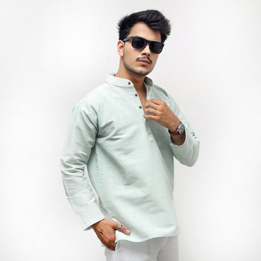 Softline Full Sleeves Short Kurta-Green