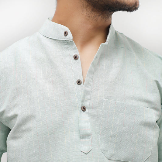 Softline Full Sleeves Short Kurta-Green