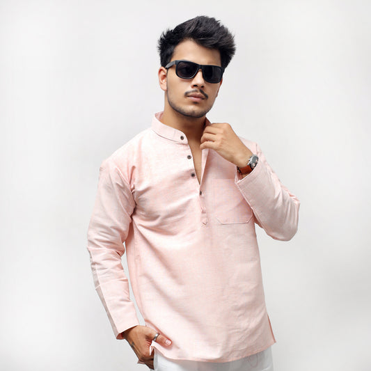 Softline Full Sleeves Short Kurta-Orange