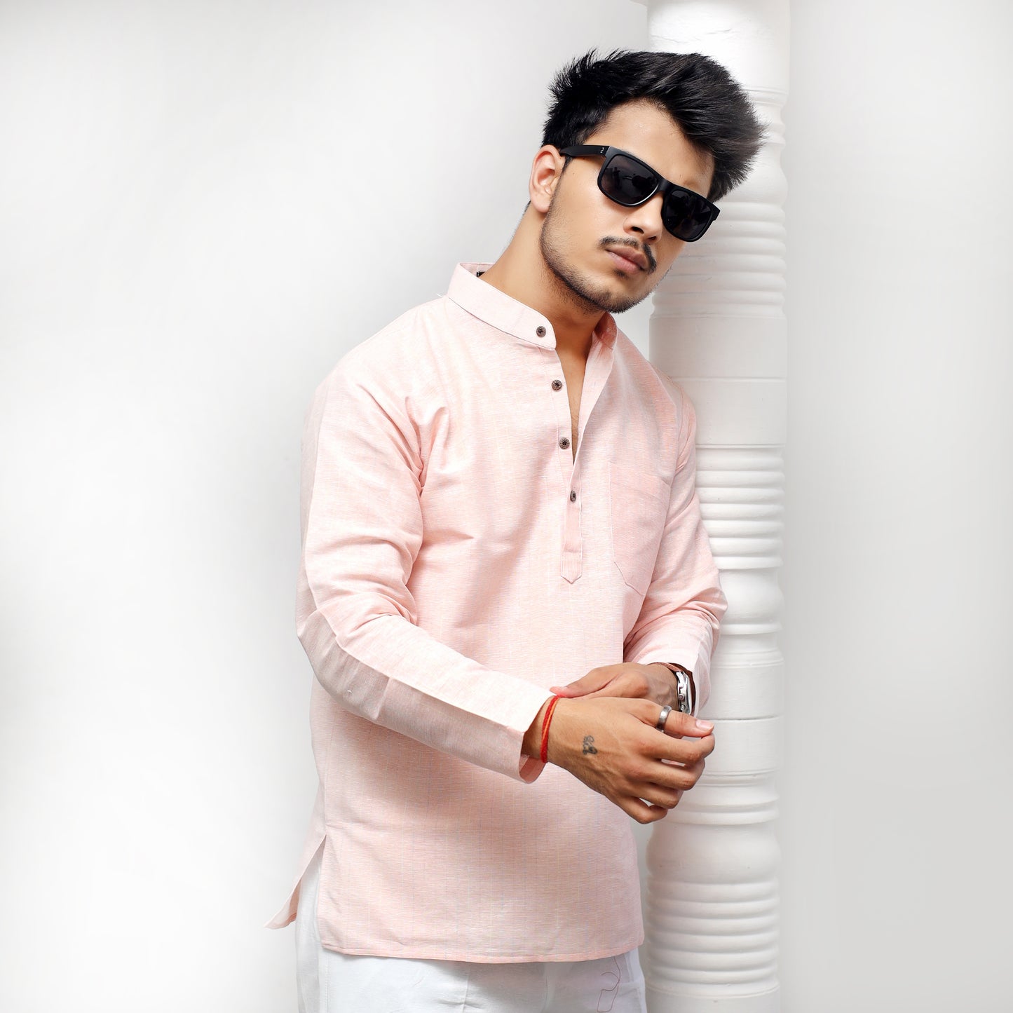 Softline Full Sleeves Short Kurta-Orange