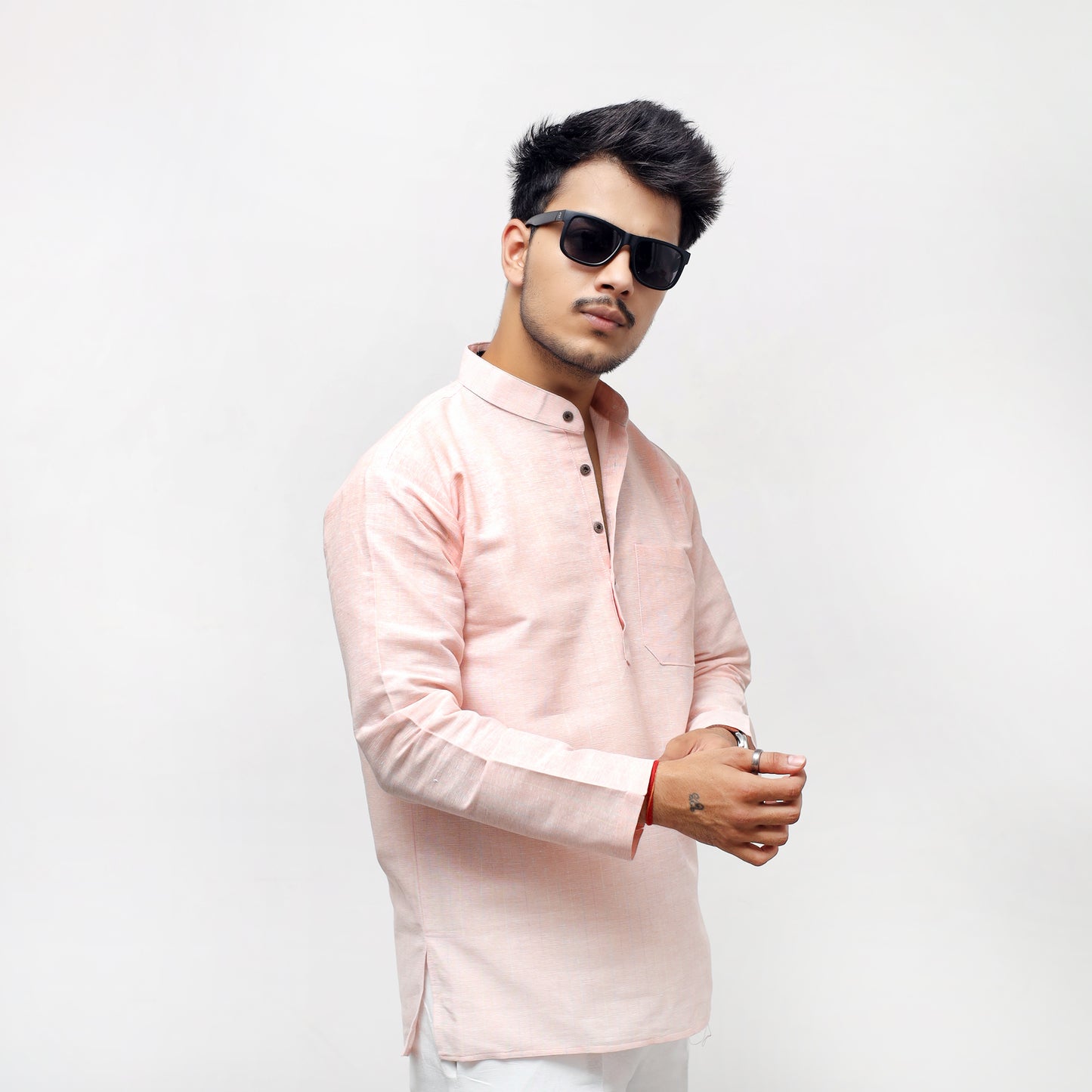 Softline Full Sleeves Short Kurta-Orange