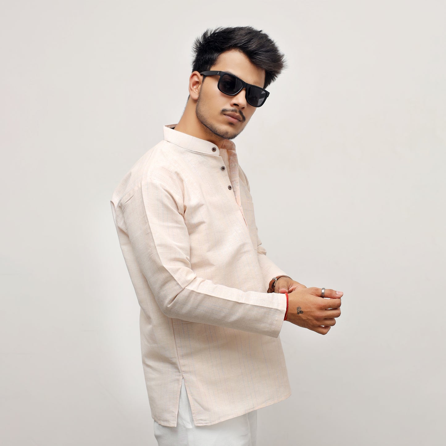 Softline Full Sleeves Short Kurta-Yellow
